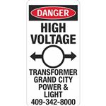 Danger High Voltage Transformer - 6" x 12" Sign